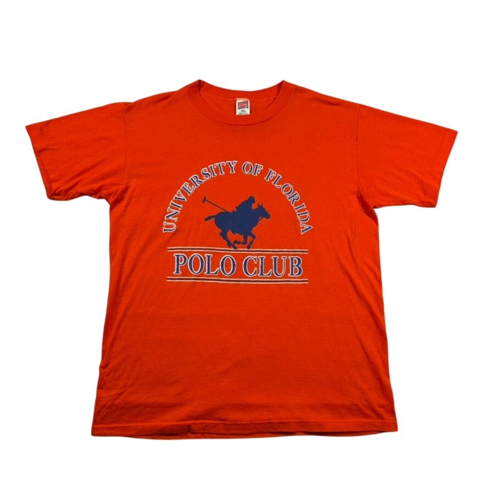 Vintage University of Florida Polo Club T-Shirt Orange Mens Large UF Gators 80s